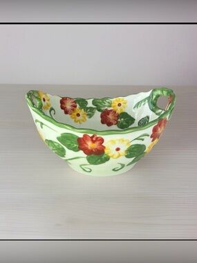 Temp-tations by Tara "Floral Embroidery" handled Serving Bowl 7.5”